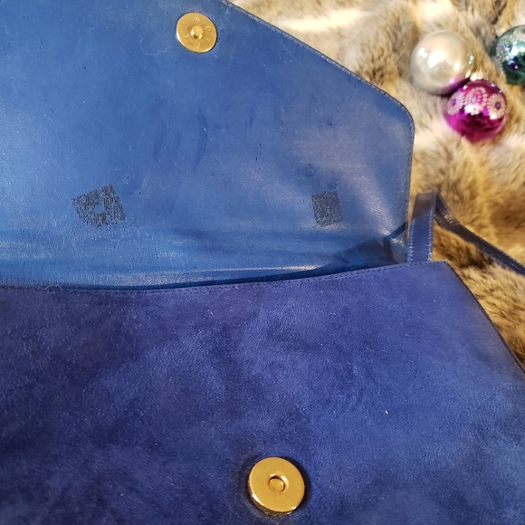 Coret purse, Blue leather/suede. Canadian made - Picture 3 of 6